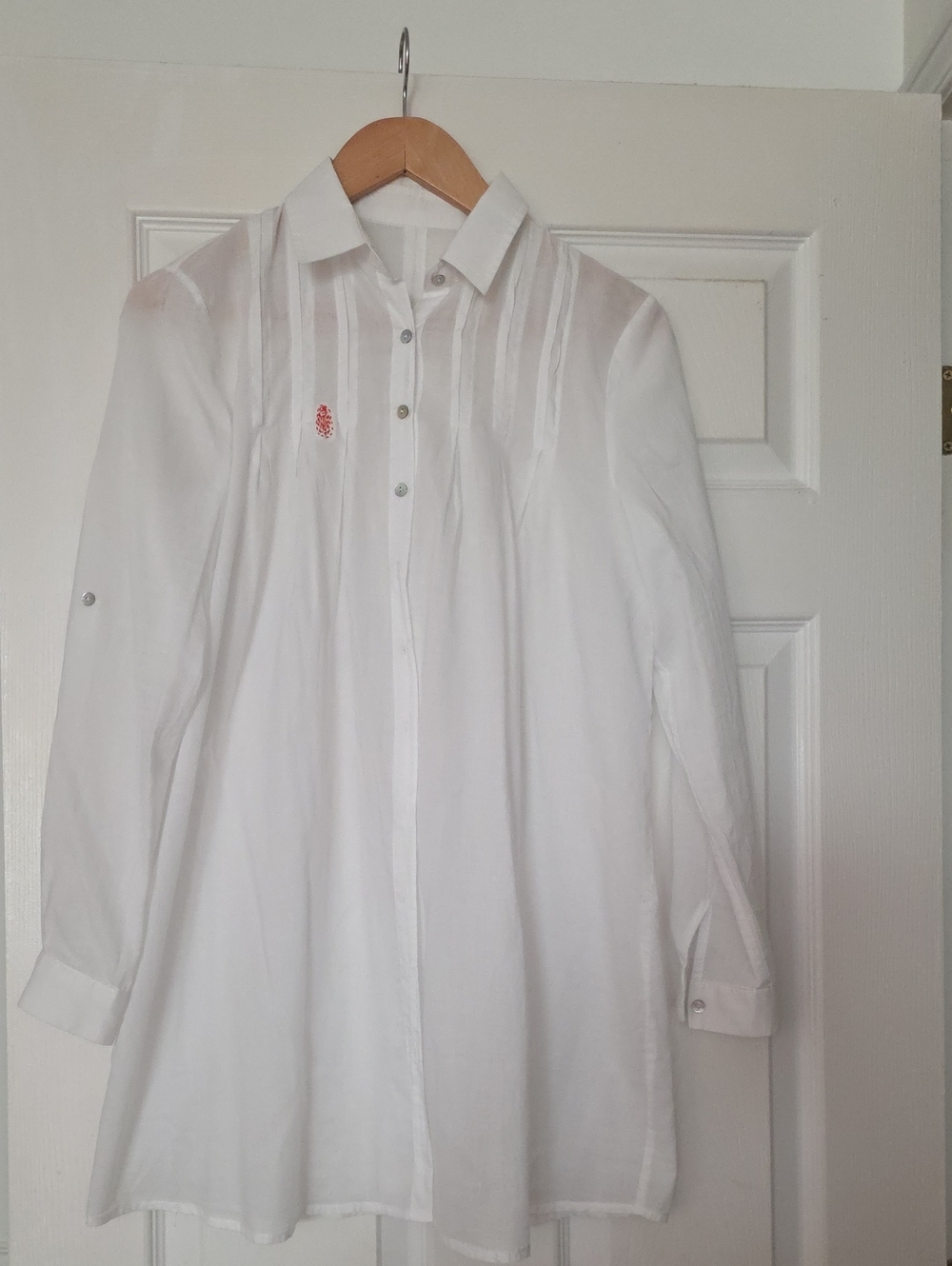 White Women's  Long Sleeve Button-Up Shirt
